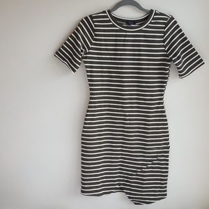 Iris Asymmetric Bodycon Striped  Dress